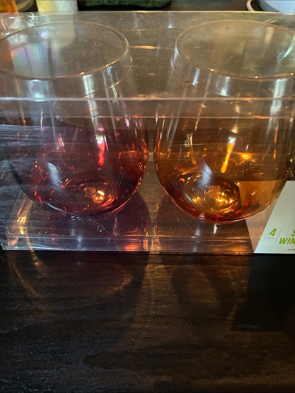 Colored Stemless Wine Glasses - red, orange, green, blue